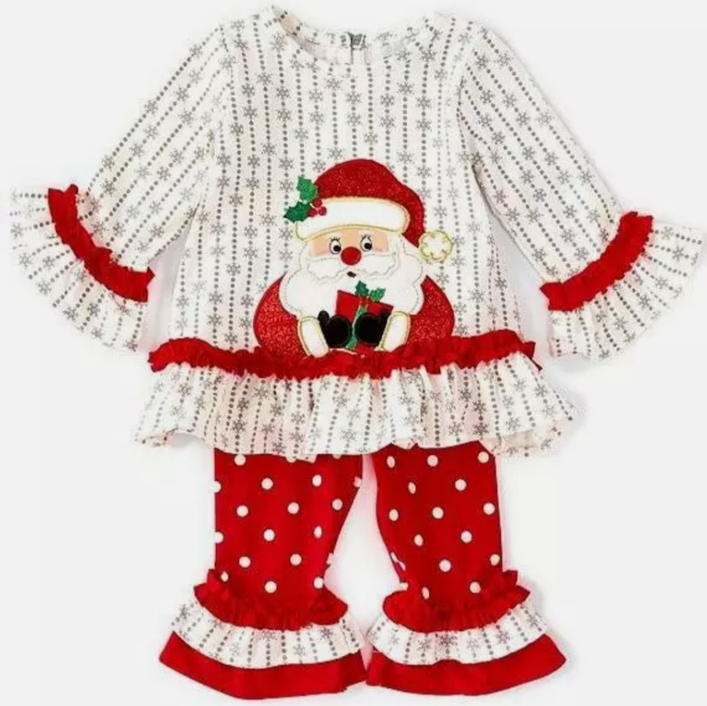 Rare Editions Baby Girls Santa Leggings Set 24M